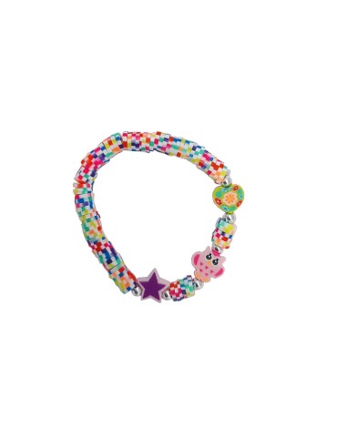 Pulsera Elastica Infantil Discos Con Estrella Buho Corazon Multicolor