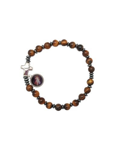 Pulsera Acero blanco eslabones con corazones con bolitas