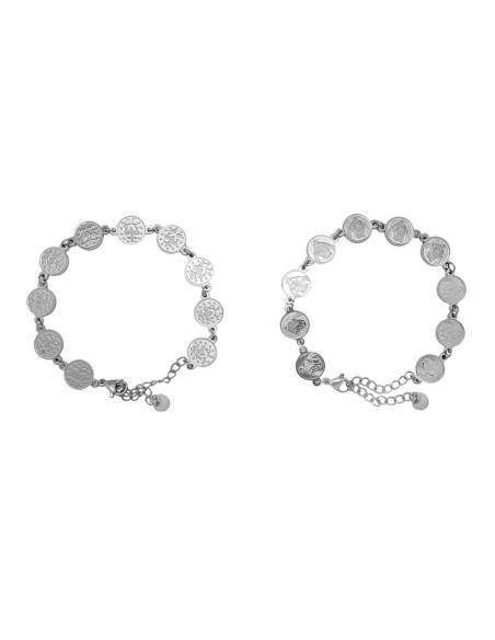 Pulsera Acero Virgen Milagrosa medallas redondas 10mm