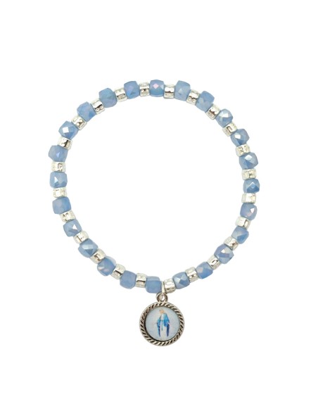 Pulsera elastica cristal opaco 6mm con discos en 3 colores surtidos