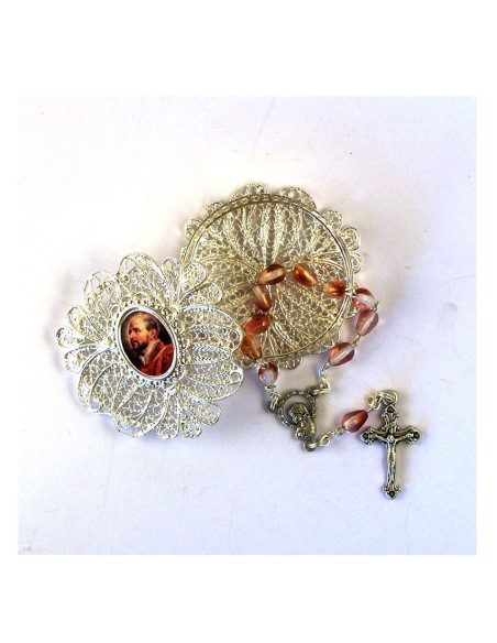 Caja Filigrana Tradicional Forma Flor Para Personalizar Con Rosario