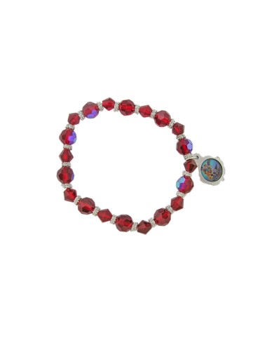 Pulsera Cristal Bola Prisma Rojo Medalla Para Personalizar