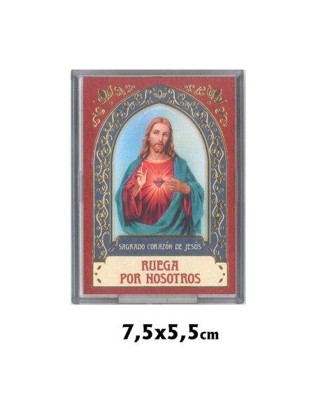 Placa Metacrilato Magnetica 7. 5X5. 5 Cm Con Pie Sagrado Corazon De Jesús