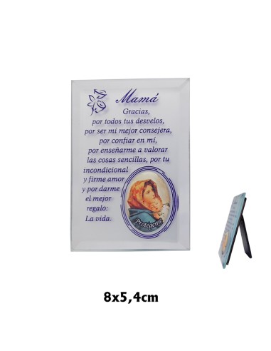 Placa Cristal Mama Con Resina 80x54mm Con Apoyo