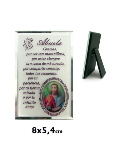 Placa Cristal Abuela Con Resina 80x54mm Con Apoyo