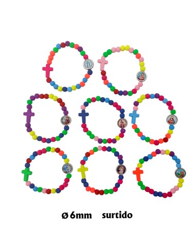Pulsera Elastica Infantil Colores Surtidos Con Cruz