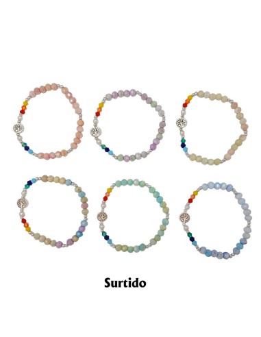 Pulsera elastica cristal adorno arbol de la vida en colores surtidos