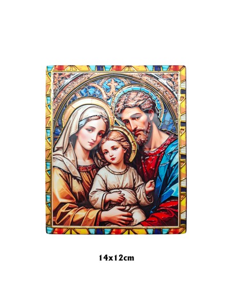 Placa ceramica 3D Sagrada Familia 14x12cm con dorados retro madera