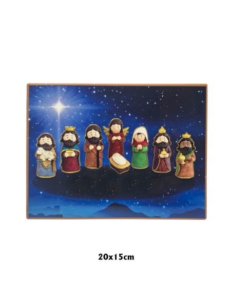Placa ceramica 3D Navidad 20x15cm con dorados San Jose con barba