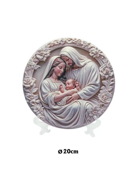 Placa ceramica 3D Sagrada Familia 20cm tonos crema para mesa o colgar
