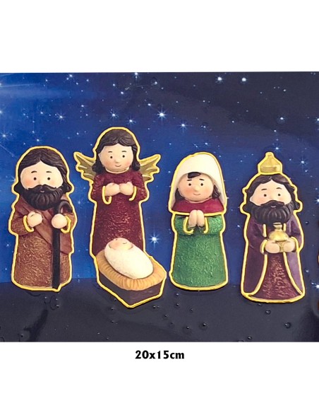 Placa ceramica 3D Navidad 20x15cm con dorados San Jose con barba