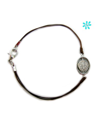 Pulsera San Benito Cordon Fino Marron...