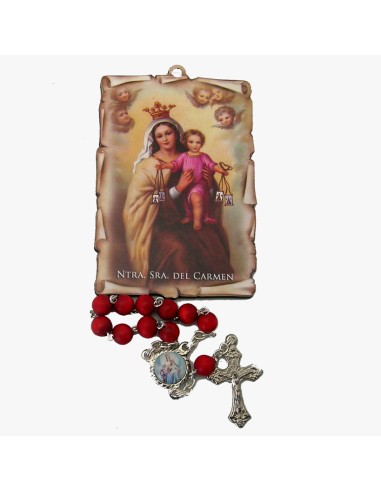 Tabla Pergamino Virgen Carmen Con Rosario Decena Perfumado