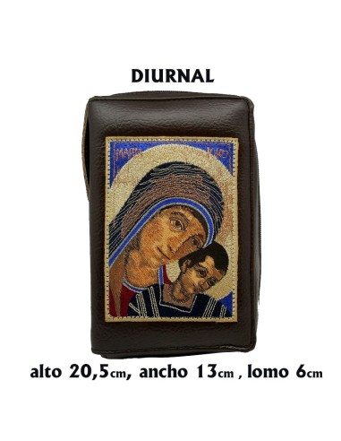 Funda Diurnal Piel Con Cremallera Bordada Virgen Neocatecumenal