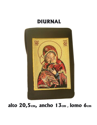 Funda Diurnal Piel Con Cremallera Bordada Virgen Con Niño