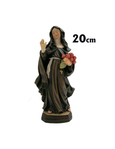 Santa Teresa Lisieux Con Rosas 20cm Madera Policromada