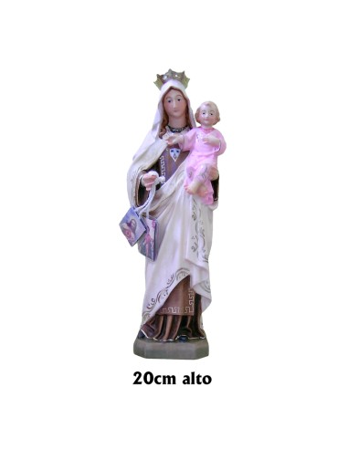 Virgen Carmen Madera 20cm Policromada