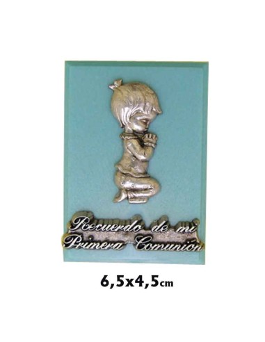 Placa Primera Comunion Niño Fondo Azul