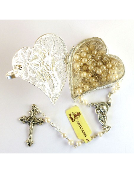 Caja Filigrana Tradicional Forma Corazon Alta Para Personalizar Con Rosario