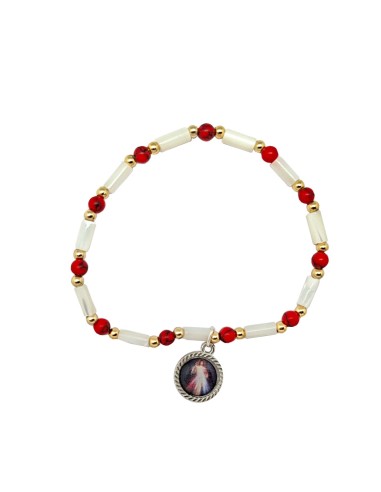 Pulsera Elastica tubos nacar con...