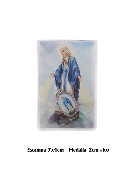 Estuche Bendicion Virgen Milagrosa 7X5 Cm Con Medalla Foto