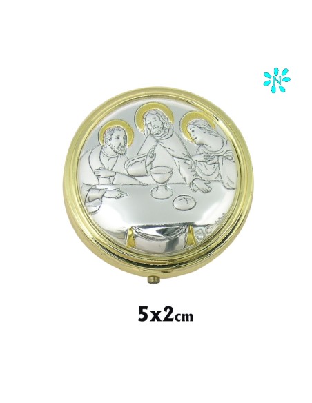 Caja Dorada Con Placa Superior Bicolor Ultima Cena 5X2 Cm