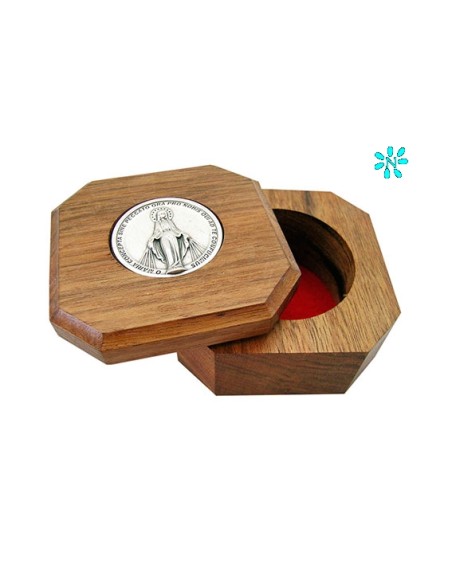 Caja Madera Olivo Para Rosario Con Medallon Metal Modelos Surtidos