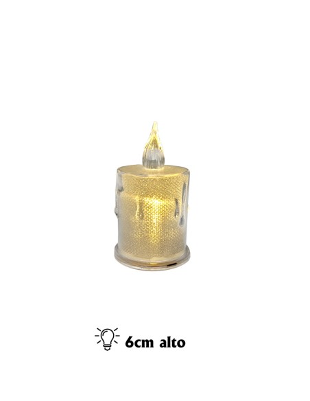 Velita Navidad 6.5Cm A Pilas Transparente