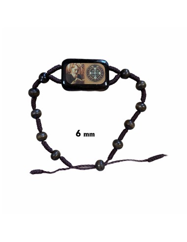 Pulsera Cuerda Y Madera 8Mm San Benito