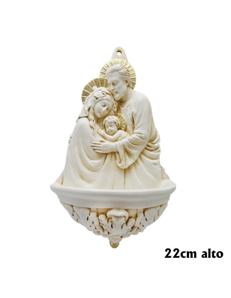 Benditera Marmolina 21X12cm Sagrada Familia Blanca Y Dorada