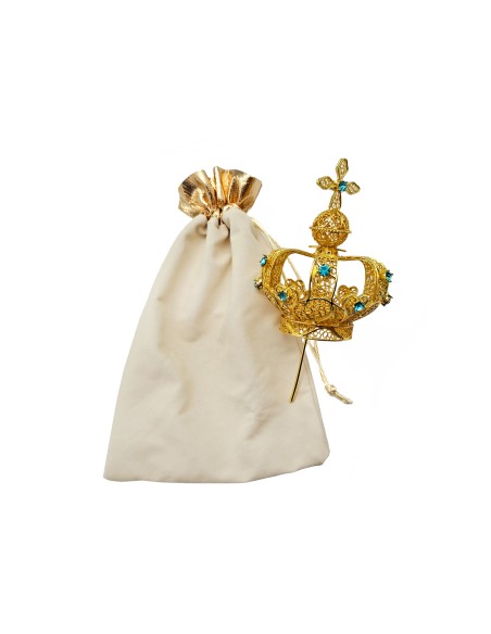 Corona Preciosa Virgen de Fatima 11 cm en Bolsa Terciopelo