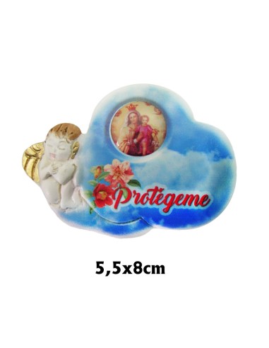 Placa Magnetica Angelito Con Nube Azul Para Personalizar Con Texto Protegeme