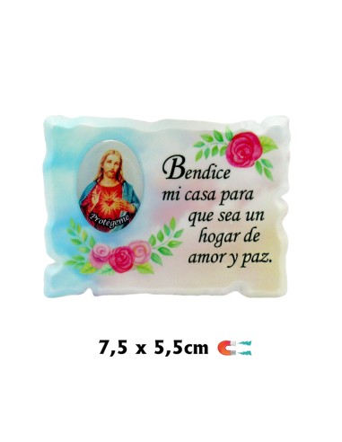 Placa Iman Metacrilato Rectangular Con Rosas Para Personalizar Y Texto Bendice MI Casa