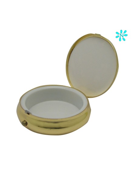 Caja Dorada Con Placa Superior Bicolor Caliz Con Espigas  5X2 Cm