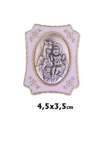 Placa Metal Dorada 4. 5x3. 5cm Virgen Carmen En Relieve Con Esmalte Blanco