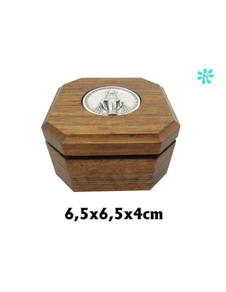 Caja Madera Olivo Para Rosario Con Medallon Metal Modelos Surtidos