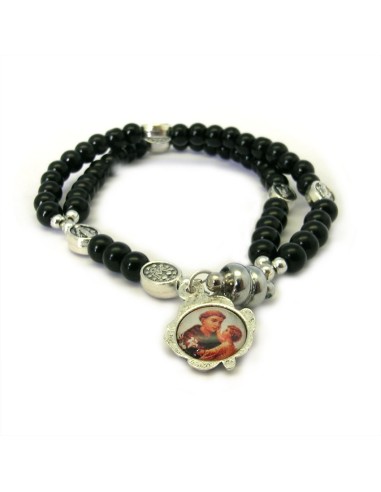 Pulsera Rosario Cristal Liso Negro...