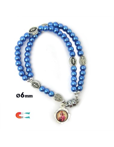 Pulsera Rosario Cristal Liso Azul 5Mm...