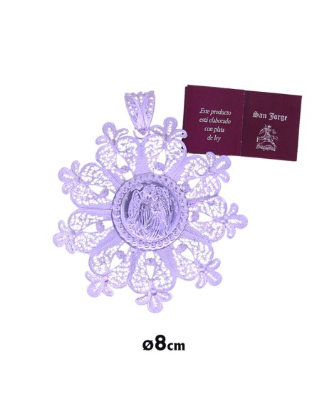 Juego Colgante Redondo 2. 4Cm Y Pendientes Acero Disco Borde Rayado Y Cruz Interna