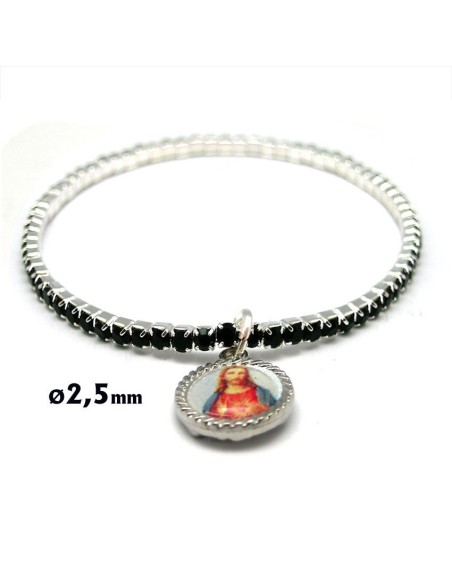 Pulsera Elastica Metalizada Brillantes Negros De Imitacion Mini