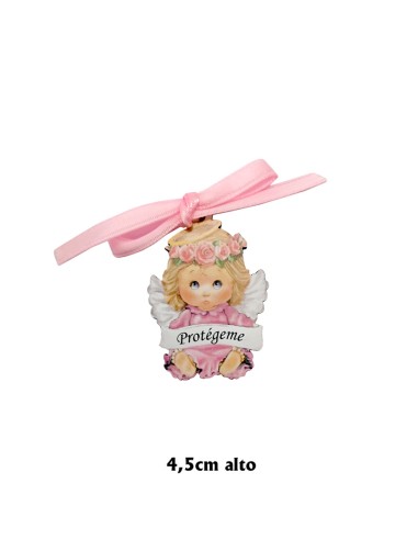 Medalla Cuna Angelita Con Lazo Rosa