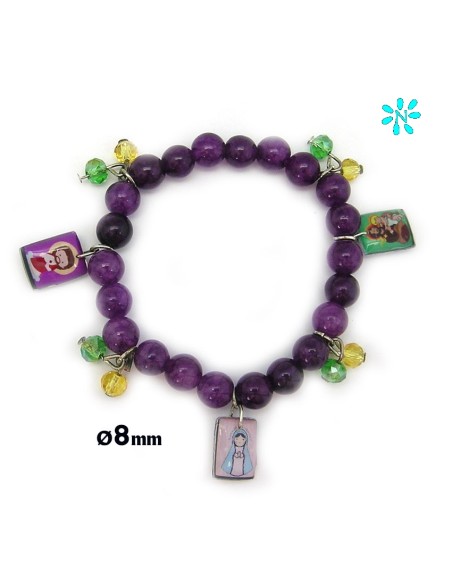 Pulsera Infantil Elastica Plastico Colores Surtidos Con Escapularios