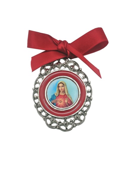 Medalla 6X4cm Metal Con Lazo Y Esmalte Rojo Para Personalizar
