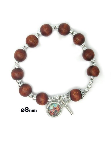 Pulsera Cuerda Burdeos Con Madera 6Mm...