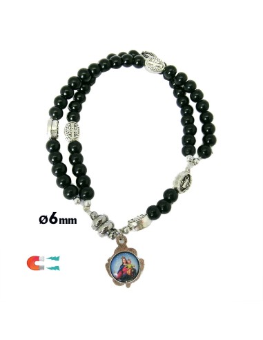 Pulsera Rosario Cristal Liso Negro...