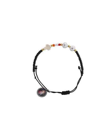 Pulsera Cuerda Bolitas Mini Con 2 Perlas Blancas Y Cruz Varios Colores