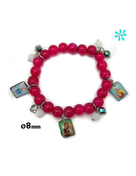 Pulsera Infantil Elastica Plastico Colores Surtidos Con Escapularios