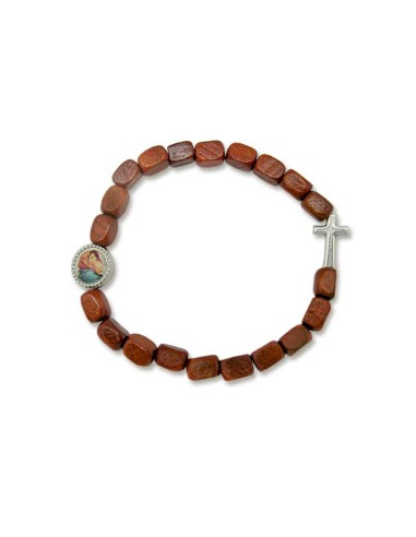 Pulsera Madera Marron Bola...