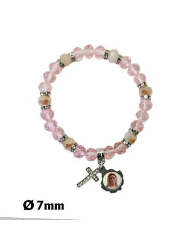 Pulsera Elastica Strass Rosa Y Blanca...