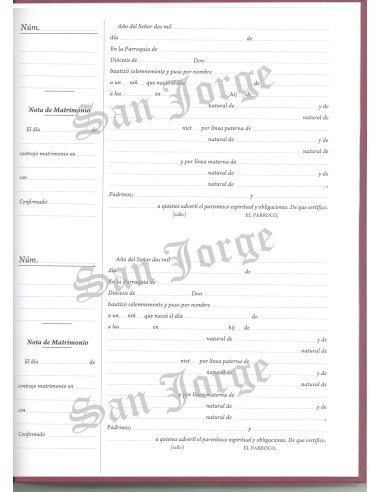 Libro Registro Bautismo